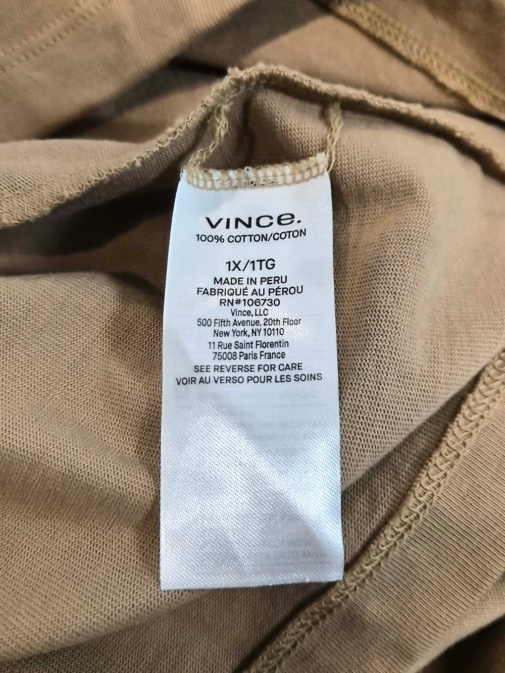 Vince 100% Cotton Plus Size Cozy New England Scandi Minimalist Posh Tan Dress 1X - Picture 6 of 8